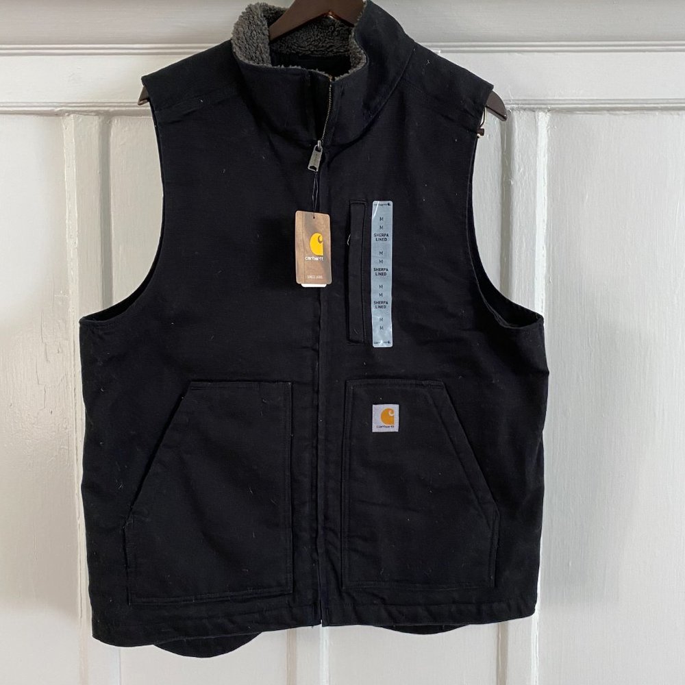Carhart LOOSE FIT WASHED DUCK SHERPA-LINED MOCK-NECK VEST